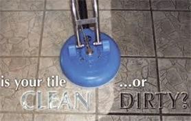 Tile and grout before and after cleaning by Superior One Services